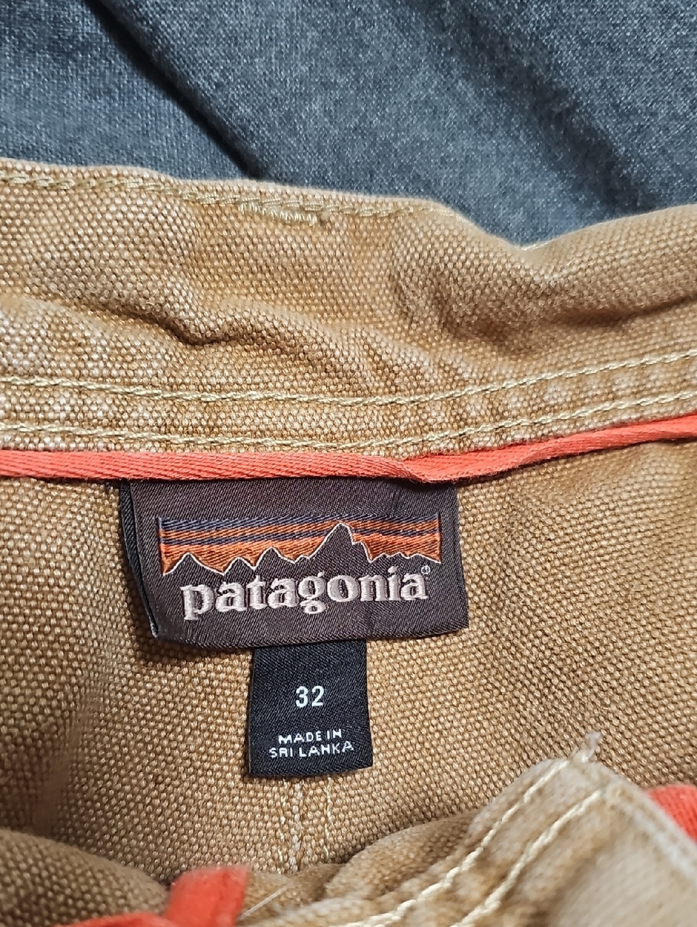 Patagonia Brown Cargo Pants with Orange Trim